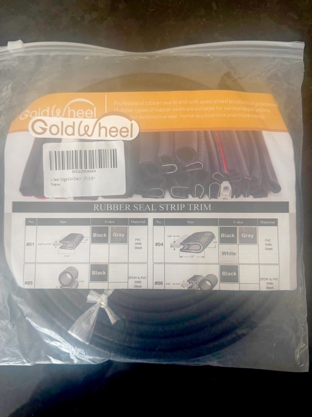 Black U-Channel Rubber Edge Trim with Steel - Protective Car Door Seal 12 feet. - Picture 3 of 4